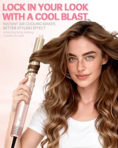 webeauty Hair Dryer Brush 8-in-1 Dual Voltage Hot Air Styler | Fast-Drying Ionic Blow Dryer with Attachments, Frizz-Free, Pink thumbnail 7