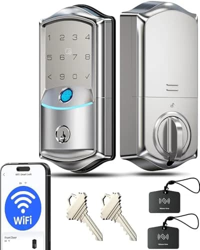 Veise VE027 WiFi Smart Lock Fingerprint Deadbolt Satin Nickel | Keyless Entry with App Control thumbnail 1