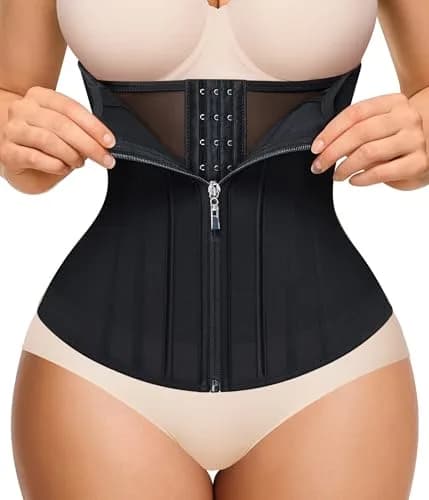 Nebility Waist Trainer for Women Zipper Corset Shapewear Faja Body Shaper Small | Tummy Control with 11 Steel Bones for Back Support thumbnail 1