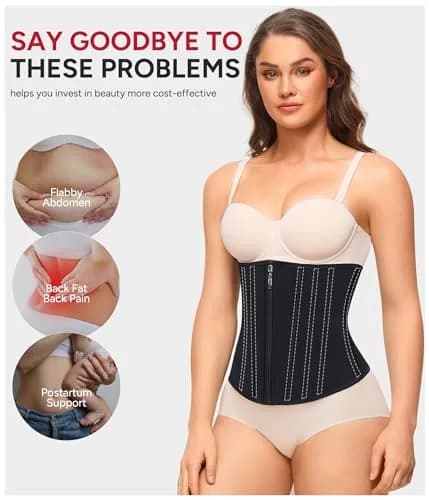 Nebility Waist Trainer for Women Zipper Corset Shapewear Faja Body Shaper Small | Tummy Control with 11 Steel Bones for Back Support thumbnail 5