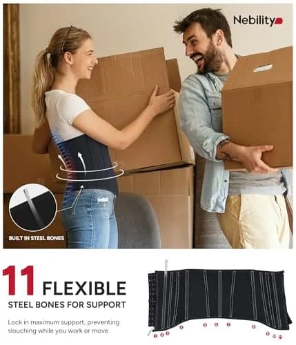 Nebility Women's Waist Trainer Zipper Corset Shapewear with 11 Steel Bones | Black, Large (US Size) thumbnail 4