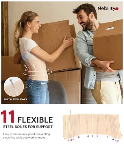 Nebility Zipper Corset Waist Trainer for Women with 11 Steel Bones, Medium Beige | Tummy Control Body Shaper for Hourglass Figure thumbnail 4