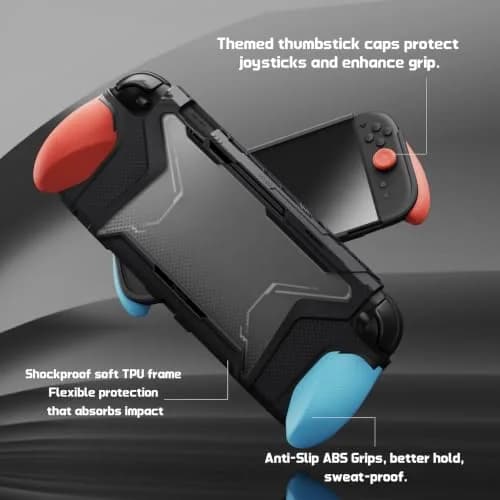 playvital Beyond-Grip Dockable Case for Nintendo Switch 2 (Blue & Orange) with Interchangeable Grips & Thumbstick Caps | 12cm (4.7in) x 8.7cm (3.4in) x 1.8cm (0.7in) thumbnail 6