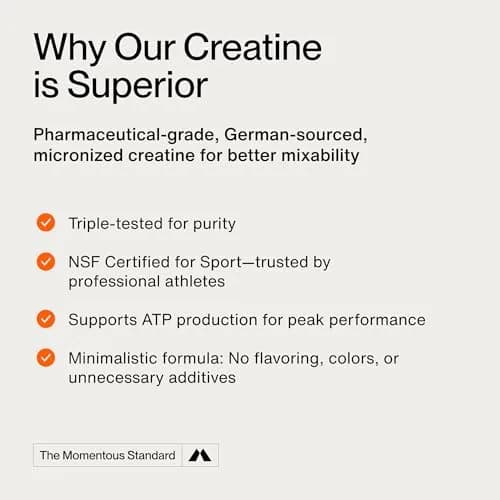 Momentous Creatine Monohydrate Powder Unflavored 150 g (5.29 oz) | NSF Certified for Sport thumbnail 3