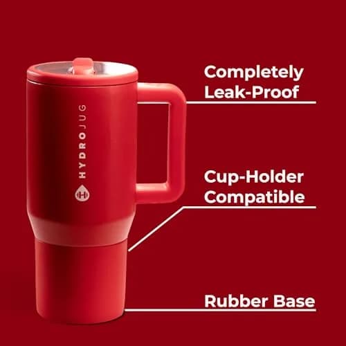 HydroJug Traveler 20oz Kids Insulated Tumbler with Handle, Alumni Red | Leakproof, BPA-Free, Drop-Resistant thumbnail 2