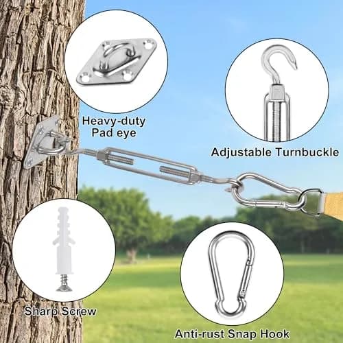 YOFIT 40 Pcs Shade Sail Hardware Kit 15.2 cm (6 Inch) | Heavy Duty 304 Stainless Steel for Patio & Garden thumbnail 6