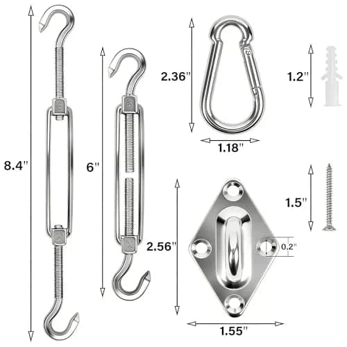 YOFIT 40 Pcs Shade Sail Hardware Kit 15.2 cm (6 Inch) | Heavy Duty 304 Stainless Steel for Patio & Garden thumbnail 2