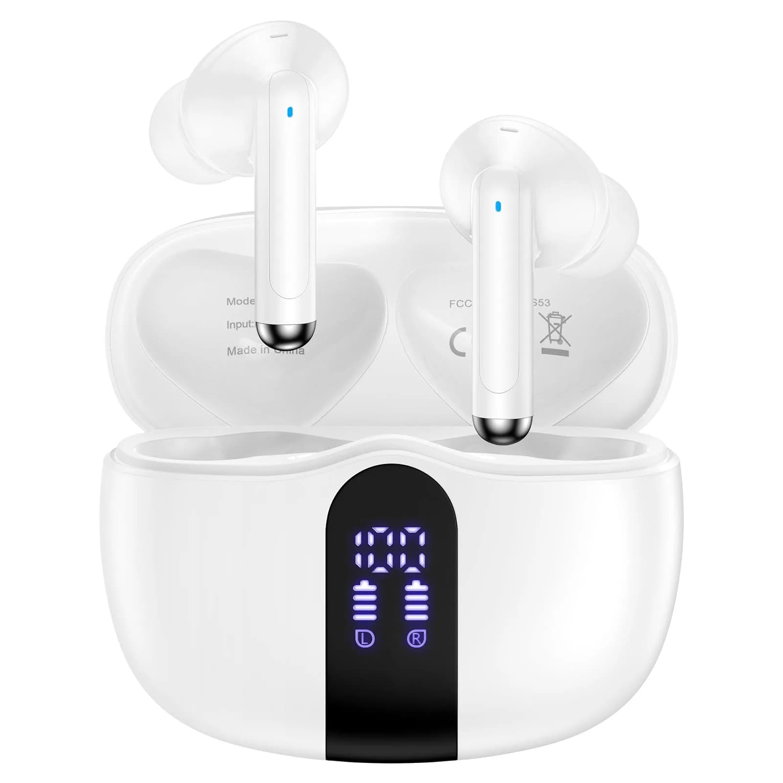 VIFIGEN Wireless Earbuds with Charging Case | IPX7 Waterproof, Bluetooth 5.3, 60H Playtime — White-3