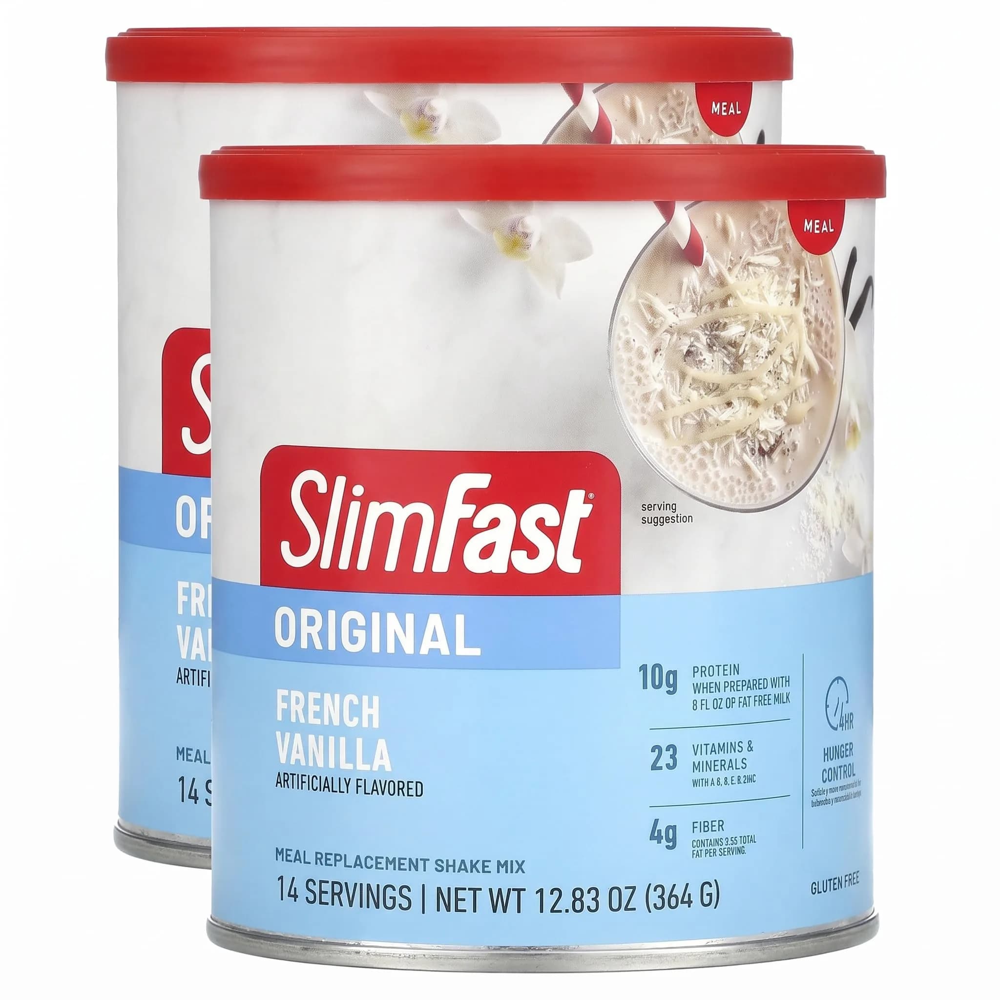 SlimFast Meal Replacement Powder, French Vanilla | 10g Protein, 14 Servings, Gluten-Free (12.83 oz Pack of 2)