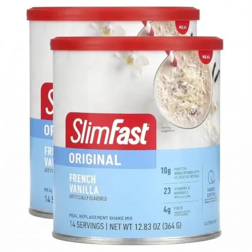 SlimFast Meal Replacement Powder, French Vanilla | 10g Protein, 14 Servings, Gluten-Free (12.83 oz Pack of 2) thumbnail 1