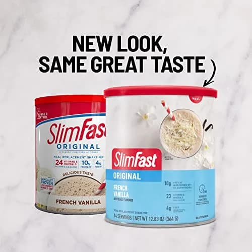 SlimFast Meal Replacement Powder, French Vanilla | 10g Protein, 14 Servings, Gluten-Free (12.83 oz Pack of 2) thumbnail 2