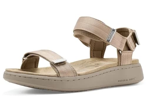 Woden Womens Line Sandals Silver Mink 8 Medium | Water-Resistant Flat Sandal with Leather Upper thumbnail 1