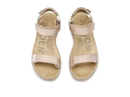 Woden Womens Line Sandals Silver Mink 8 Medium | Water-Resistant Flat Sandal with Leather Upper thumbnail 3