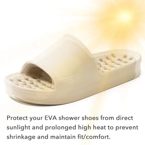 GETOEU Shower Shoes for Women and Men with Drain Holes | Soft Cushioned Anti-Slip Pool Slides (Khaki, US Sizes 6-7.5 Men & 7-7.5 Women) thumbnail 5