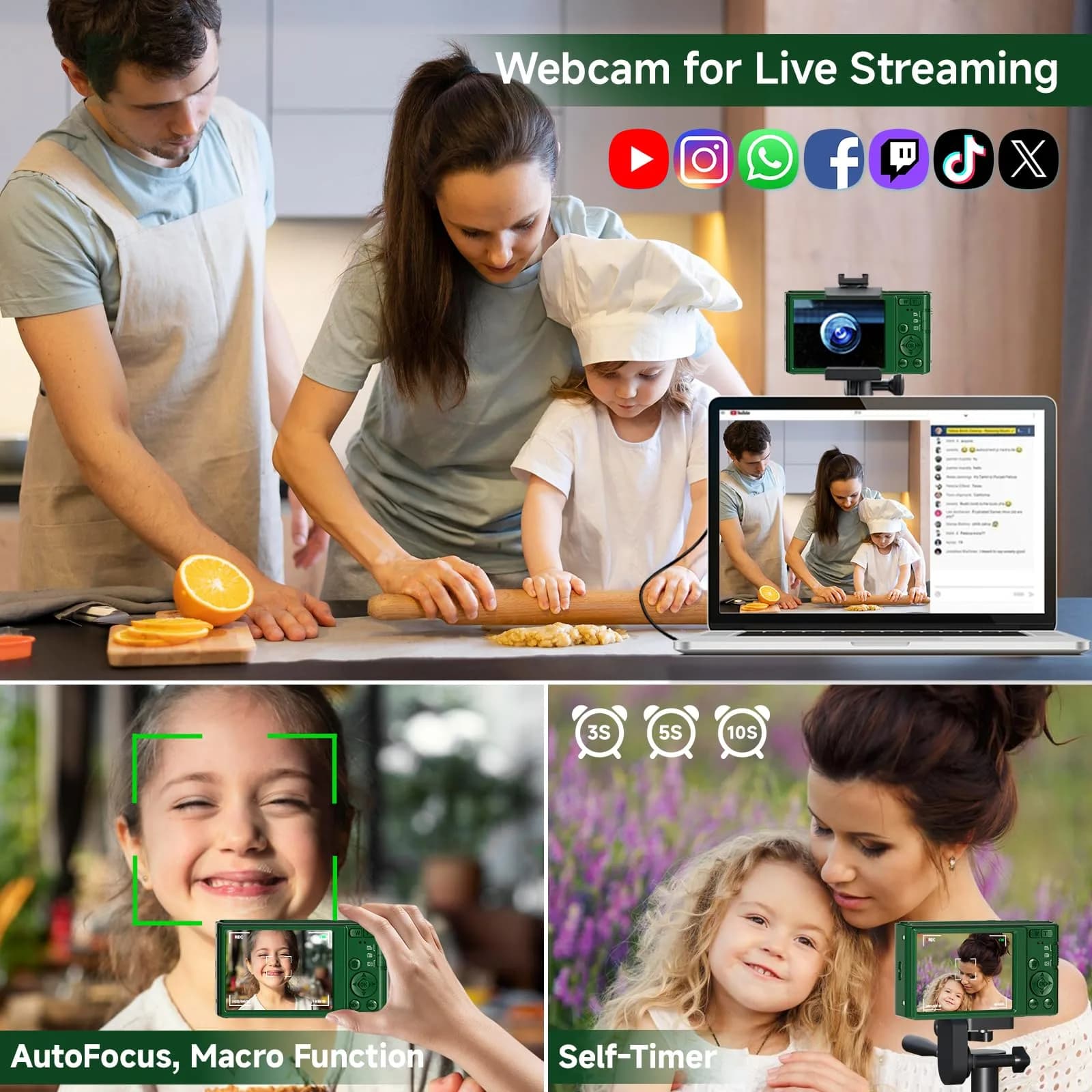 SMARTKLIK Digital Camera FHD 4K 44MP 2.8 inch Display 16x Zoom 64GB SD Card | Autofocus Compact Camera for Teens - view 5