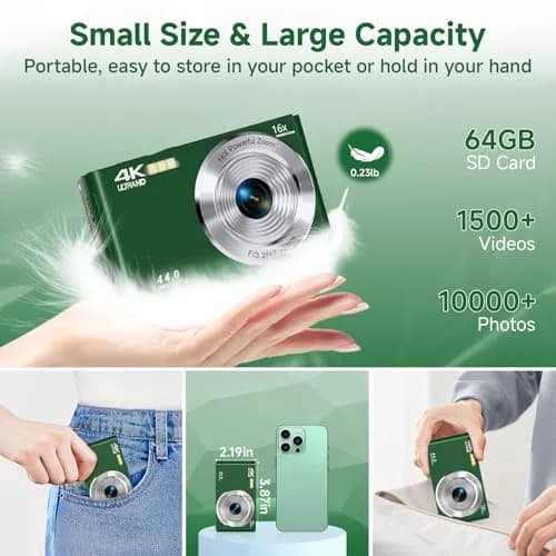SMARTKLIK Digital Camera FHD 4K 44MP 2.8 inch Display 16x Zoom 64GB SD Card | Autofocus Compact Camera for Teens thumbnail 6