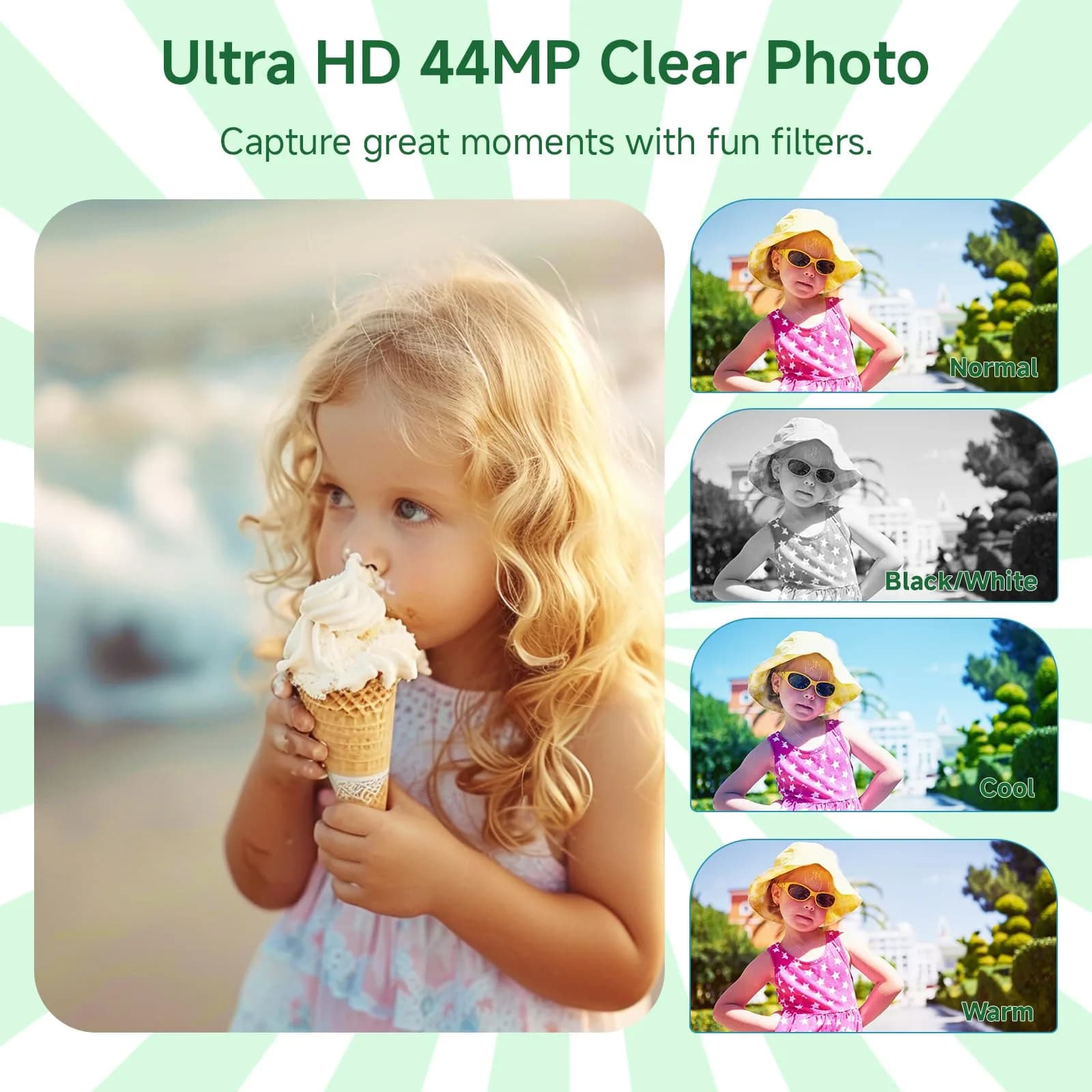 SMARTKLIK Digital Camera 44MP 4K FHD Green | 16x Digital Zoom, 64GB SD Card Included - view 4
