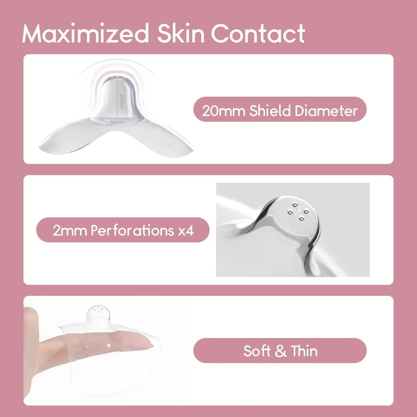 Luxemum Nipple Shields for Breastfeeding Newborn Baby (4 Count, 20MM) | BPA-Free Silicone for Latch Difficulties - view 5