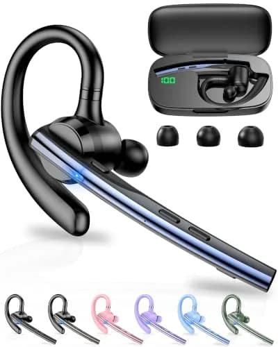 New Bee M54 Bluetooth Headset V5.1 72H Talk Time Dual Mic with Mute Button, 500mAh Charging Case | Bluetooth Headset for Cell Phone Calls, Trucker Driver, Laptop thumbnail 1