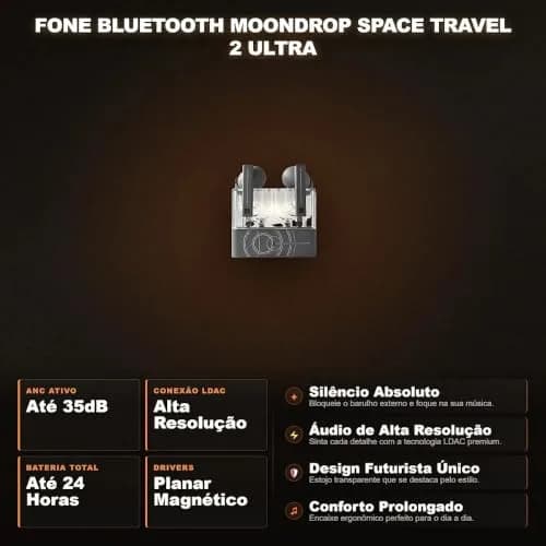 Moondrop Space Travel 2 Ultra In-Ear Headphones | LDAC, 13mm Planar Driver, Bluetooth 6.0, LDAC Lossless, 7H Battery thumbnail 6