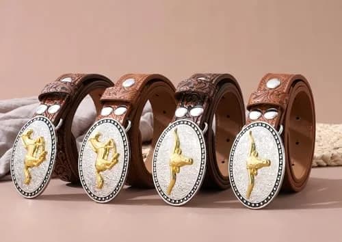 AWAYTR Kids Western Belt for Boy - Adjustable PU Leather Cowboy Belt for Boys & Girls thumbnail 7