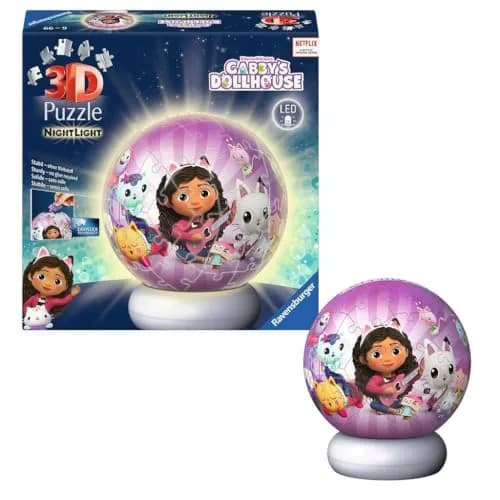Ravensburger 3D Puzzle Ball Night Light Gabby's Dollhouse - Puzzle from 6 | Dimmer, Wireless & USB-C thumbnail 3