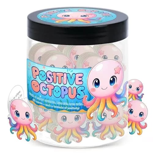 DEARMINE Positive Octopus Jar with 60 Daily Affirmation Cards | Cute Motivational Desk Jar - main product image