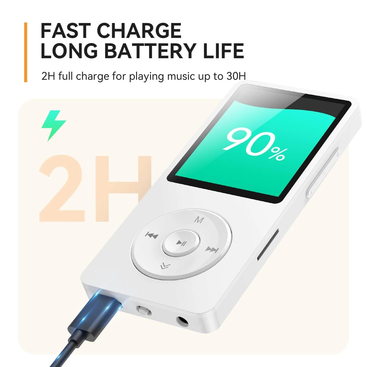 AGPTEK A02 MP3 Player White 32GB (1.8-inch Screen) | Bluetooth 5.3 Music Player with Speaker - view 6