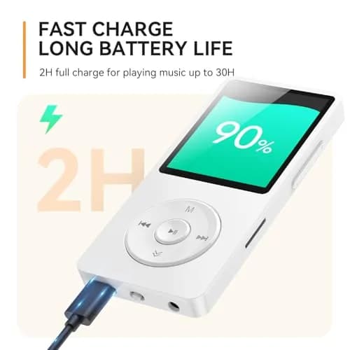 AGPTEK A02 MP3 Player White 32GB (1.8-inch Screen) | Bluetooth 5.3 Music Player with Speaker thumbnail 6
