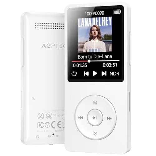 AGPTEK A02 MP3 Player White 32GB (1.8-inch Screen) | Bluetooth 5.3 Music Player with Speaker thumbnail 1