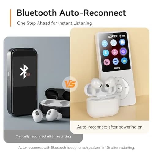 AGPTEK A02 MP3 Player White 32GB (1.8-inch Screen) | Bluetooth 5.3 Music Player with Speaker thumbnail 3