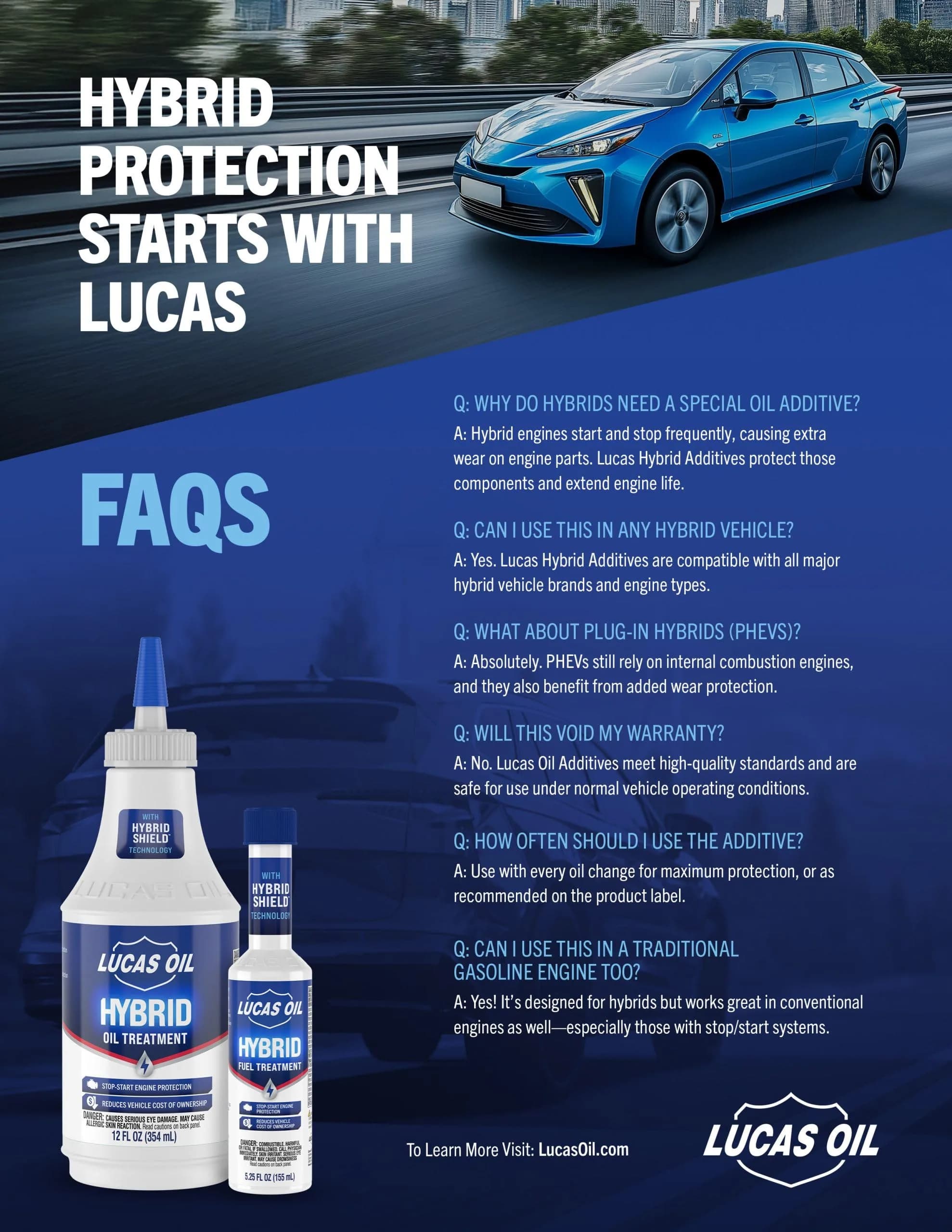 Lucas Oil Hybrid Fuel Treatment w/HybridShield™ 156ml (5.25 fl oz) | For Hybrid Engine Fuel Systems - view 3