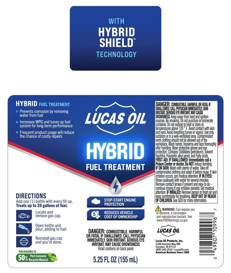 Lucas Oil Hybrid Fuel Treatment w/HybridShield™ 156ml (5.25 fl oz) | For Hybrid Engine Fuel Systems thumbnail 4