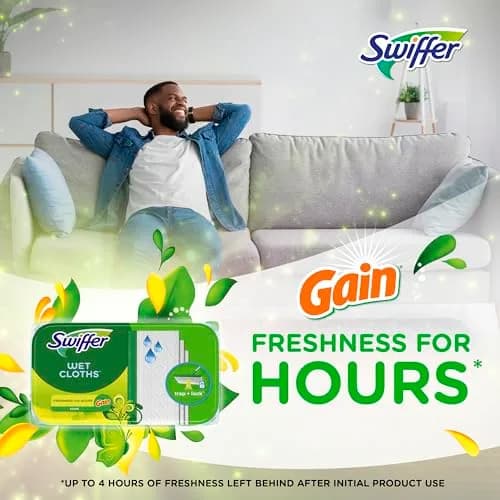 Swiffer Sweeper Wet Mopping Cloths with Gain Original Scent, 72 Count (3 Packs of 24) | Multi-Surface Floor Cleaner thumbnail 5