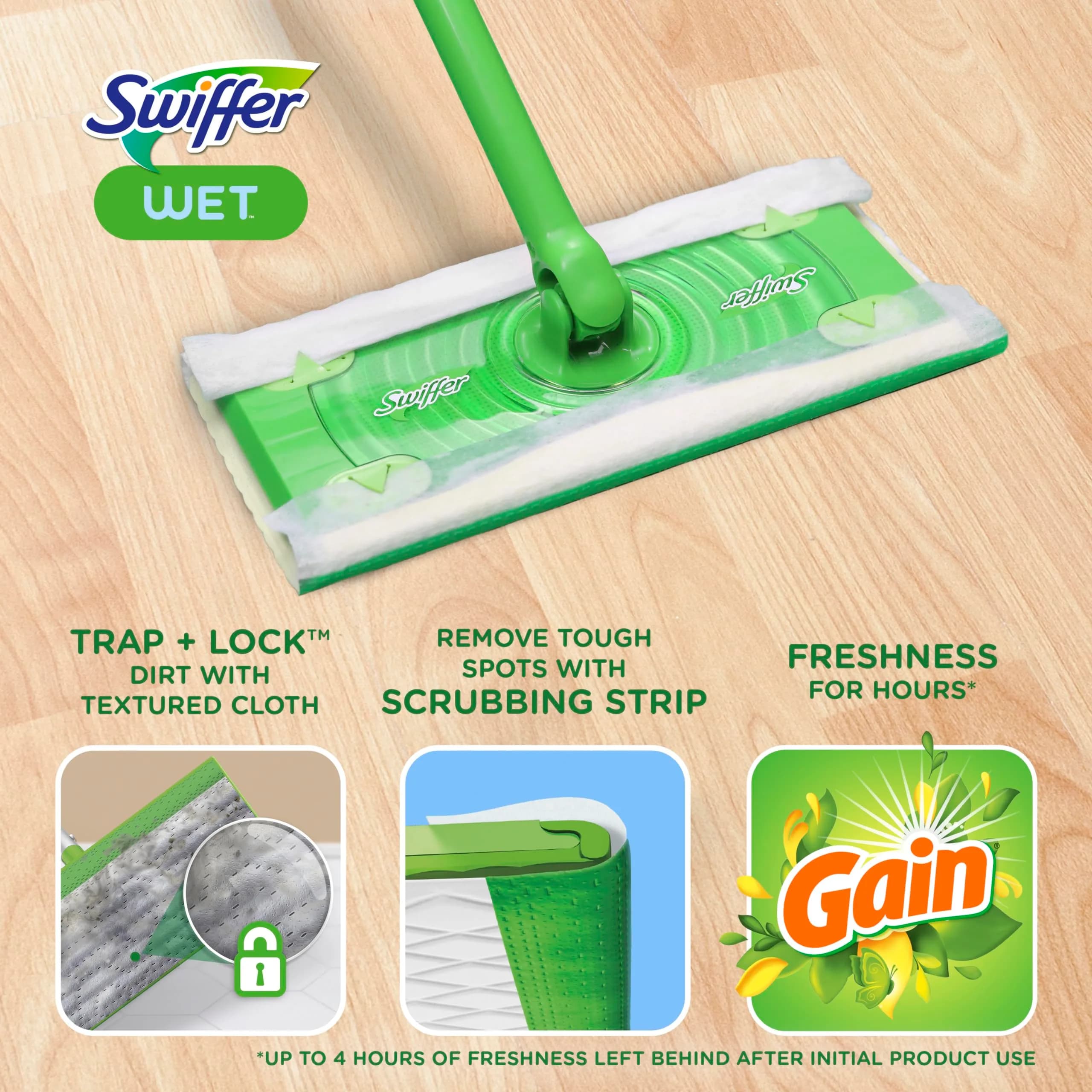 Swiffer Sweeper Wet Mopping Cloths with Gain Original Scent, 72 Count (3 Packs of 24) | Multi-Surface Floor Cleaner - view 2