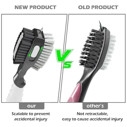 THIODOON 2 Pack Golf Club Brush and Groove Cleaner with Magnetic Keychain | Oversized Head & Retractable Spike thumbnail 6