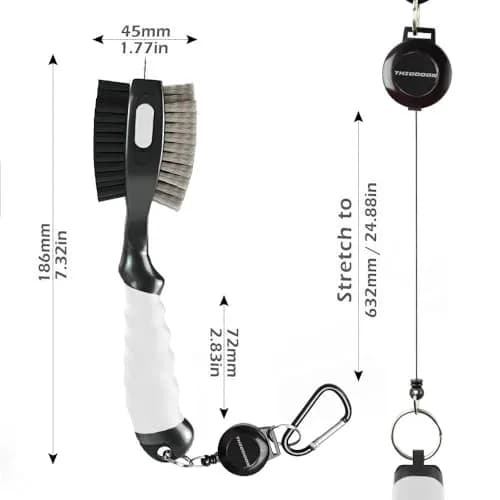 THIODOON 2 Pack Golf Club Brush and Groove Cleaner with Magnetic Keychain | Oversized Head & Retractable Spike thumbnail 2