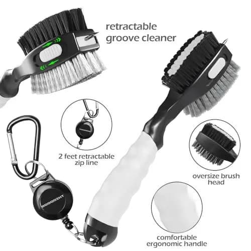 THIODOON 2 Pack Golf Club Brush and Groove Cleaner with Magnetic Keychain | Oversized Head & Retractable Spike thumbnail 3