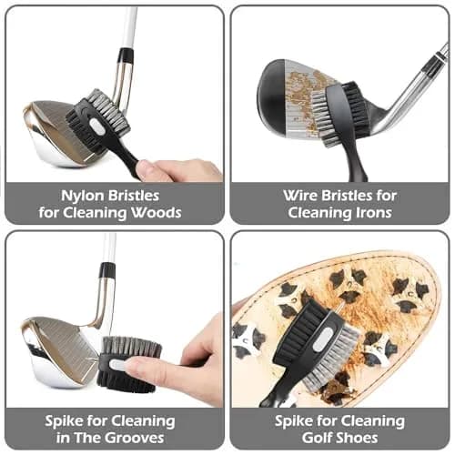 THIODOON 2 Pack Golf Club Brush and Groove Cleaner with Magnetic Keychain | Oversized Head & Retractable Spike thumbnail 4