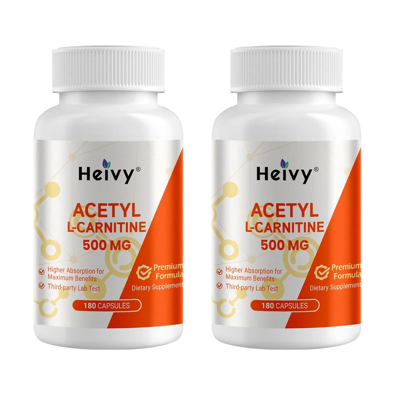 Heivy Acetyl L-Carnitine 500 mg 2 Pack | Supports Brain & Nerve Health