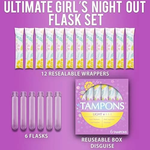 GoPong Tampon Flasks 6 Pack | Discreet Hidden Alcohol Travel Containers for Women thumbnail 6