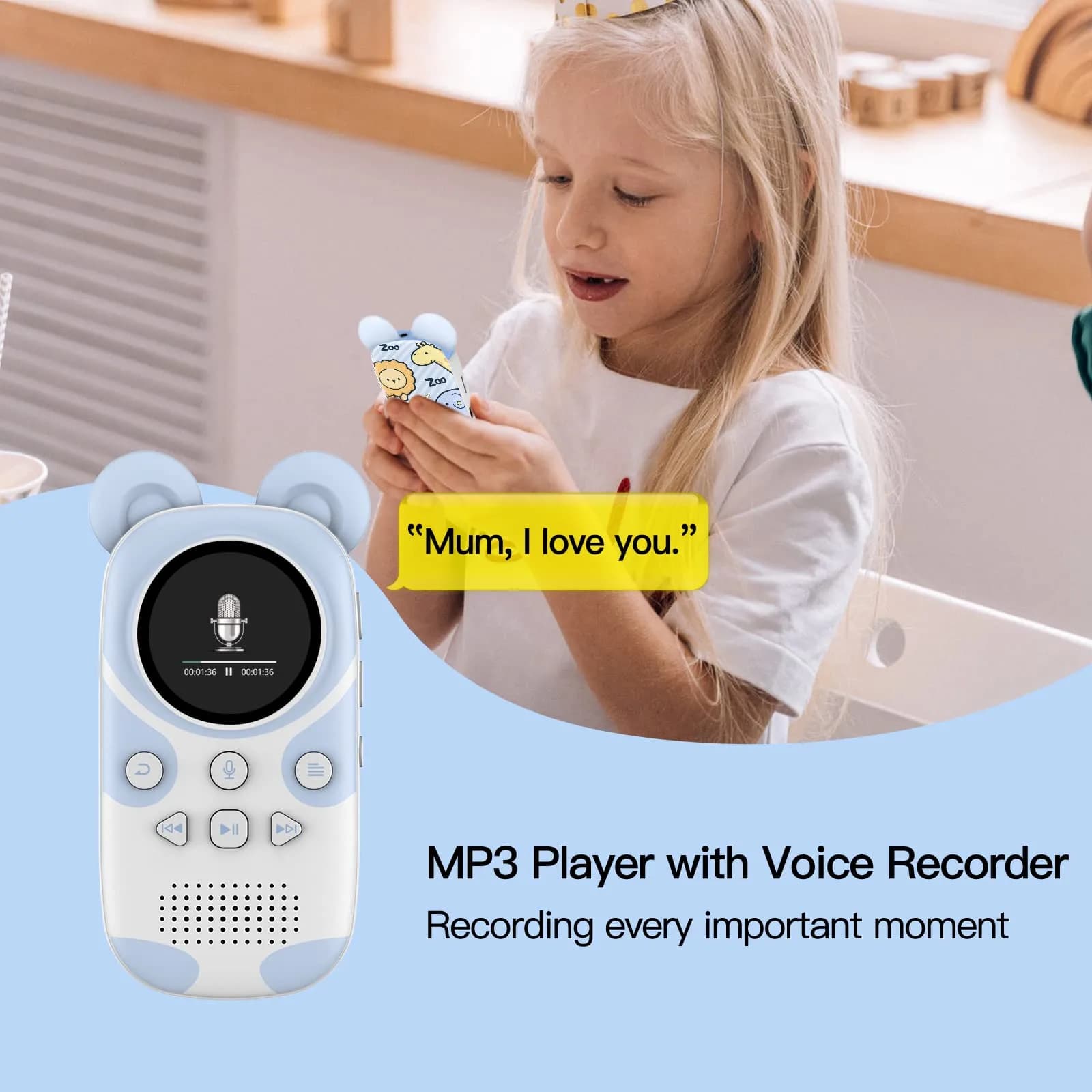 RUIZU Bluetooth MP3 Player for Kids, 64GB Cute Panda Design with Speaker | Volume Limit & 100-Hour Battery - view 5