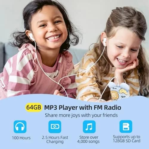RUIZU Bluetooth MP3 Player for Kids, 64GB Cute Panda Design with Speaker | Volume Limit & 100-Hour Battery thumbnail 6