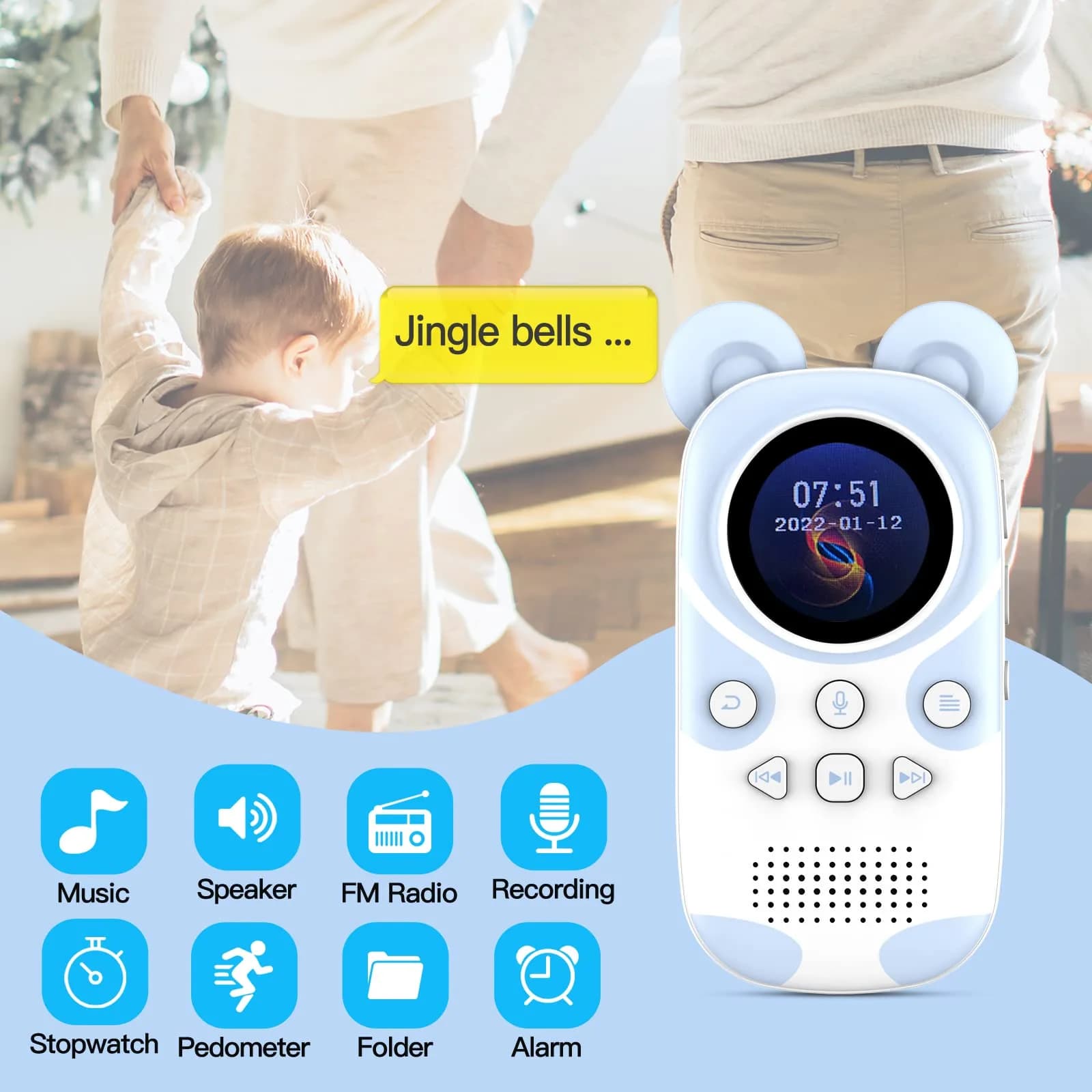 RUIZU Bluetooth MP3 Player for Kids, 64GB Cute Panda Design with Speaker | Volume Limit & 100-Hour Battery - view 7