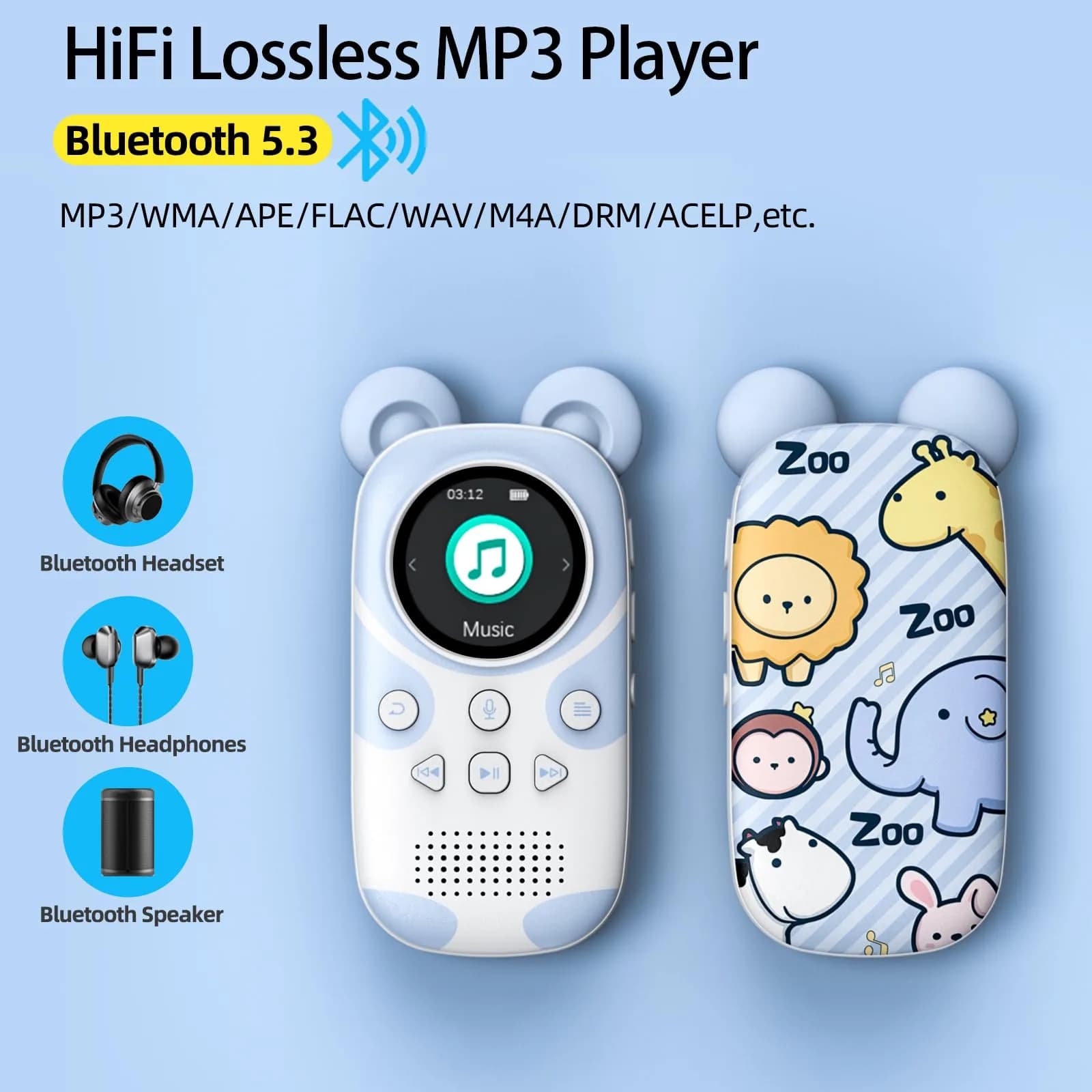RUIZU Bluetooth MP3 Player for Kids, 64GB Cute Panda Design with Speaker | Volume Limit & 100-Hour Battery - view 3