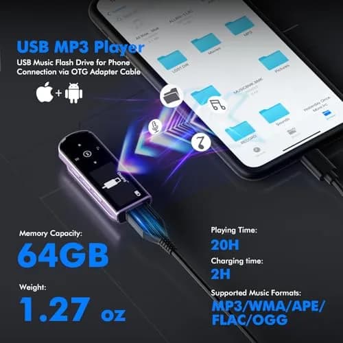 RUIZU 64GB USB MP3 Player with Bluetooth 5.3 & Clip | HiFi Sound, FM Radio, Voice Recorder, 20H Battery thumbnail 4