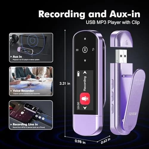 RUIZU 64GB USB MP3 Player with Bluetooth 5.3 & Clip | HiFi Sound, FM Radio, Voice Recorder, 20H Battery thumbnail 7