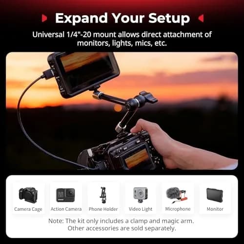 SMALLRIG Magic Arm with Super Clamp for Action Cameras, 18.8cm (7.4in) | Mounts Monitors, Lights, Cameras thumbnail 4