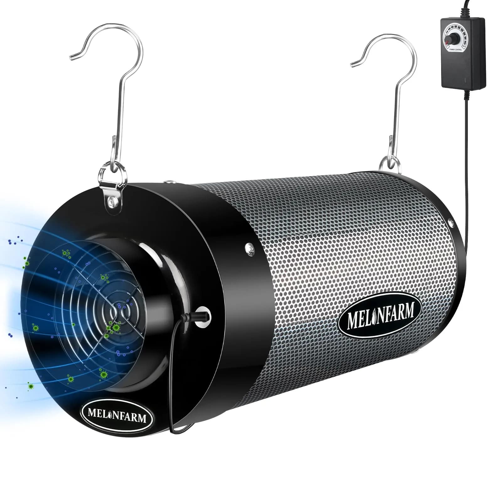 MELONFARM 6 inch Air Carbon Filter with Australia Virgin Charcoal & Built-in 14cm Fan | Odor Control & Low Noise — 6"x13.4"Fifer+Fan