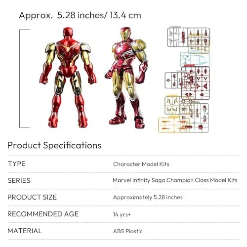 BLOKEES Champion Class Marvel Infinity Saga Iron Man 149-Piece Model Kit | LED Light-Up Articulated Action Figure for Ages 14+ thumbnail 7